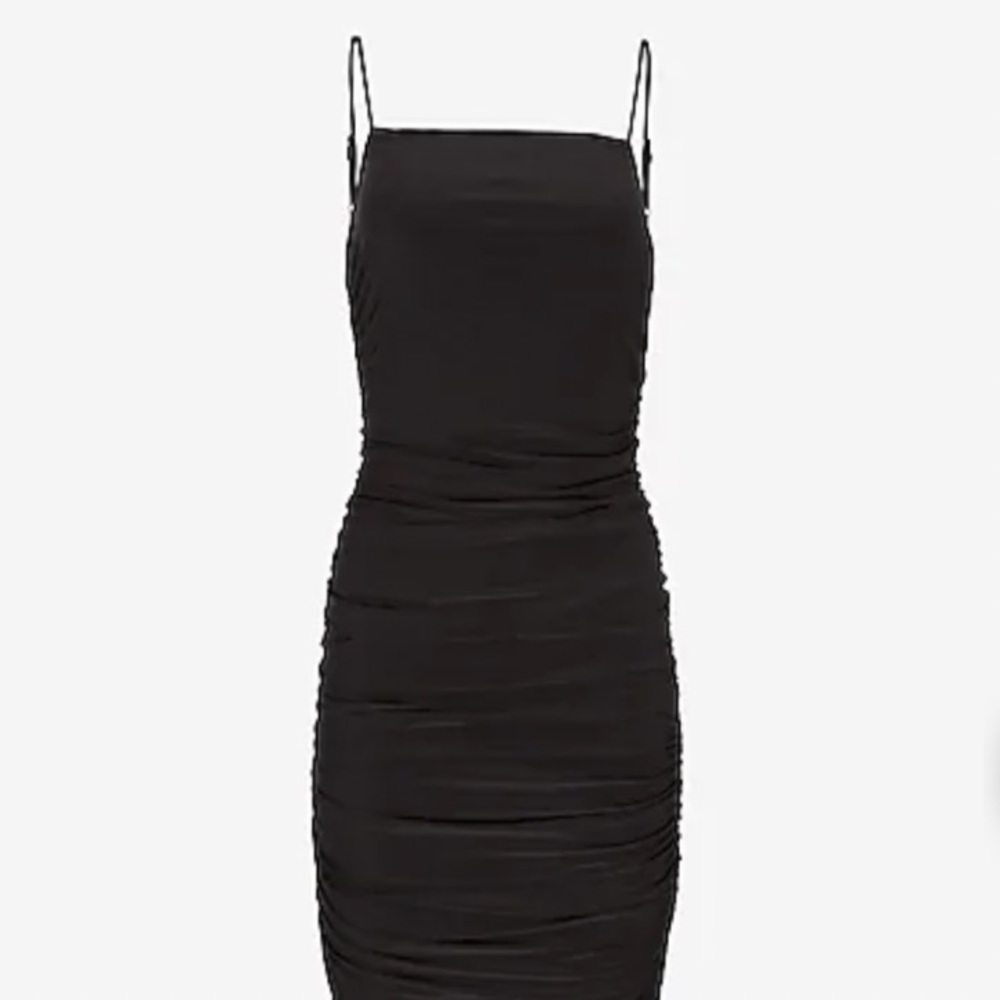 Body Contour Ruched Side Slit MIDI Dress - Picture 2 of 4